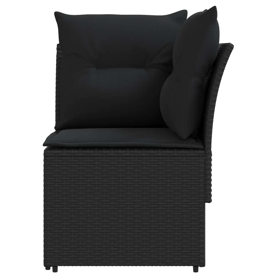 Sofa de jardin avec accoudoirs et sofa d'angle 2 Pièce Noir - 6