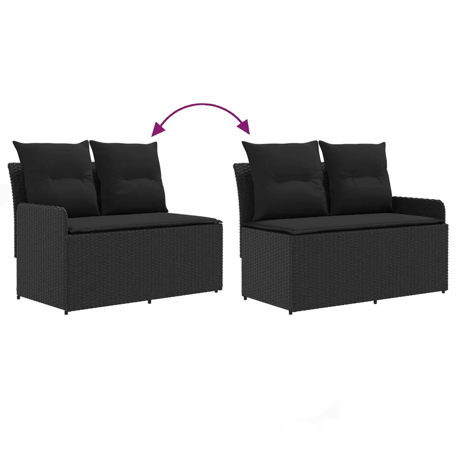 Sofa de jardin avec accoudoirs et sofa d'angle 2 Pièce Noir - 9