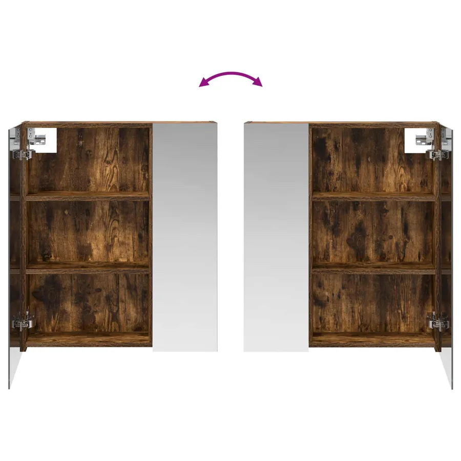 Armoire Miroir de Salle de Bain Chêne fumé 60 x 14,5 x 70 cm - 8