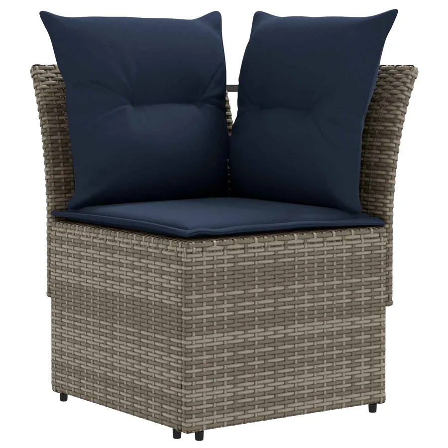 Ensembles de meubles 4 pcs Gris et bleu marine Rotin PE - 4