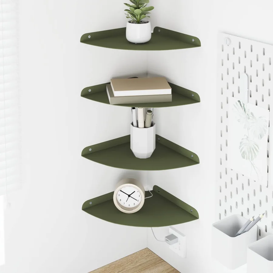 Étagère flottante avec étagère 4 pcs Vert olive 24 x 24 x 2 cm