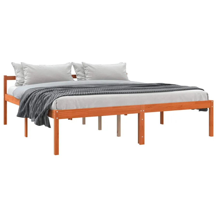 Cadre de lit Cire marron 200 x 200 cm Bois de pin massif - 2