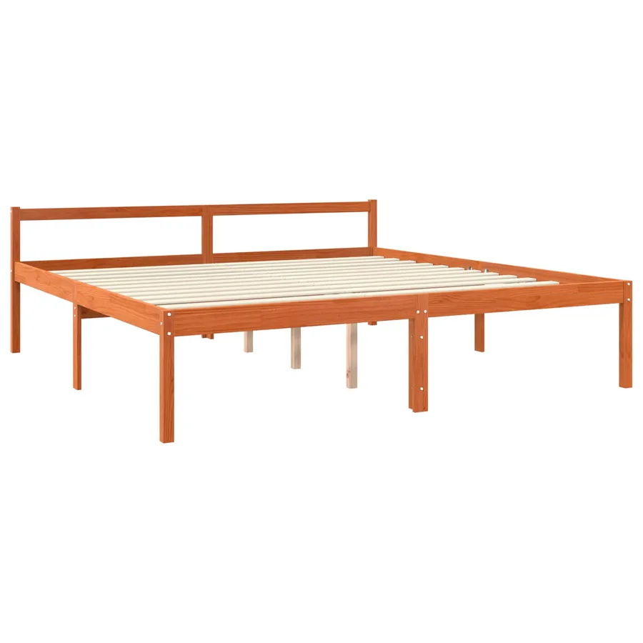 Cadre de lit Cire marron 200 x 200 cm Bois de pin massif - 3