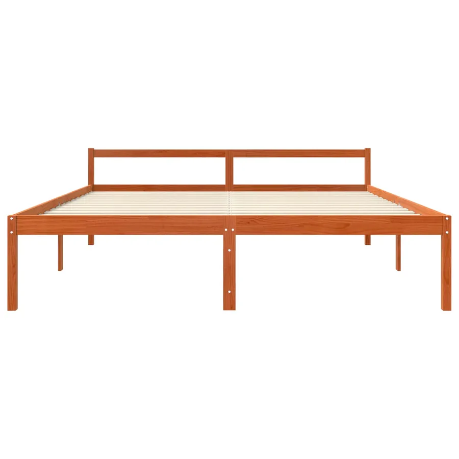 Cadre de lit Cire marron 200 x 200 cm Bois de pin massif - 4