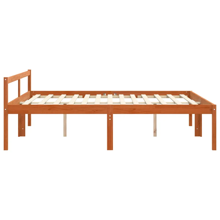 Cadre de lit Cire marron 200 x 200 cm Bois de pin massif - 5