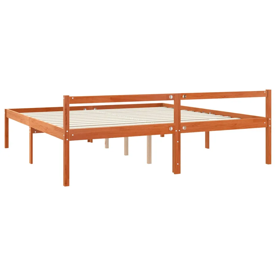 Cadre de lit Cire marron 200 x 200 cm Bois de pin massif - 6