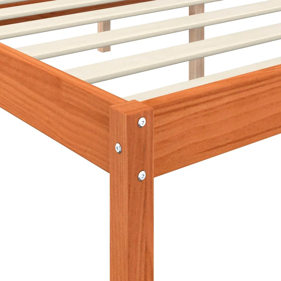 Cadre de lit Cire marron 200 x 200 cm Bois de pin massif - 7