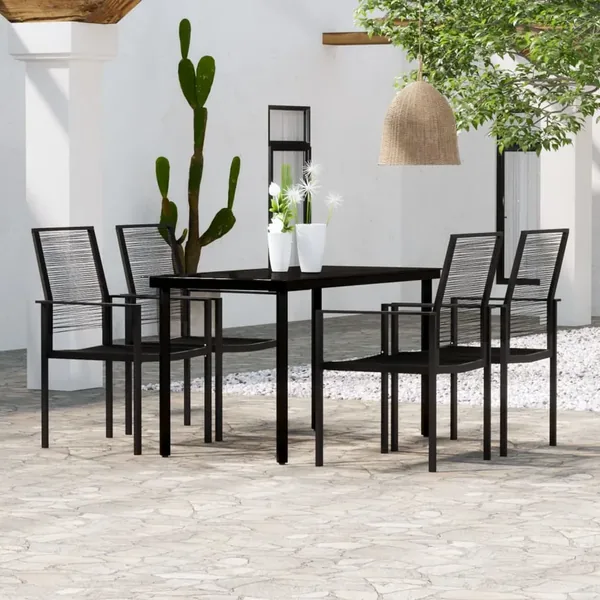 Ensemble à manger de jardin 5 pcs Noir