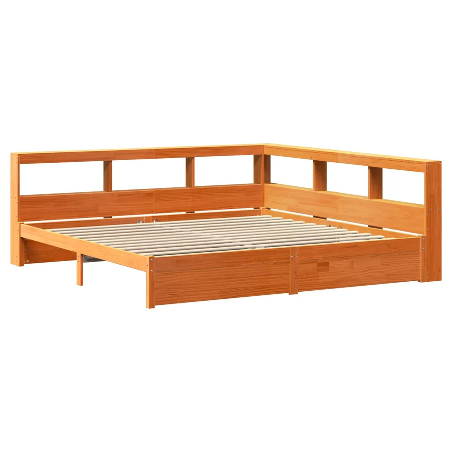 Lit Bibliothèque avec stockage 2 pcs Cire marron 200 x 180 cm - 5