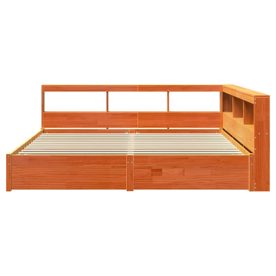 Lit Bibliothèque avec stockage 2 pcs Cire marron 200 x 180 cm - 6