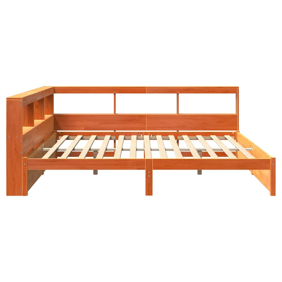 Lit Bibliothèque avec stockage 2 pcs Cire marron 200 x 180 cm - 7