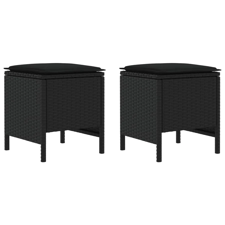 Pouf de Jardin 2 Pièce Noir 38 x 38 x 45 cm Rotin PE - 2