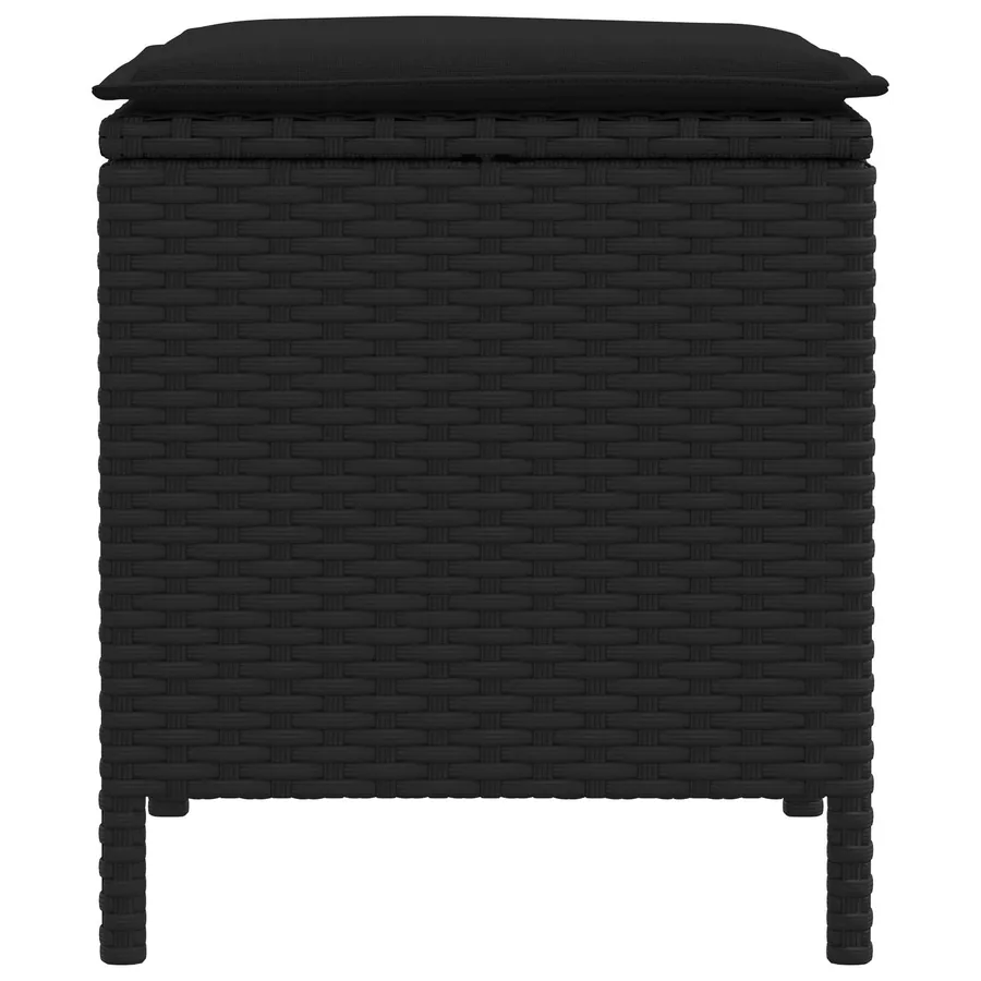 Pouf de Jardin 2 Pièce Noir 38 x 38 x 45 cm Rotin PE - 4