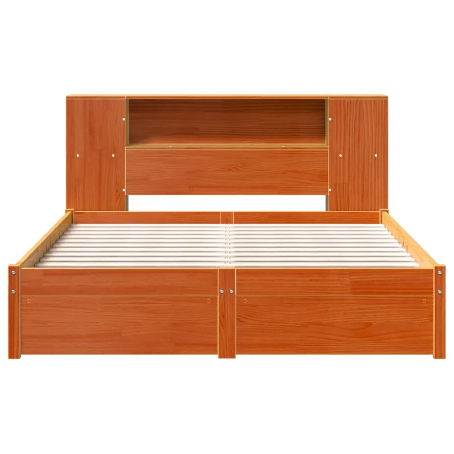 Cadre de lit avec tête de lit de rangement 2 pcs Cire marron - 6