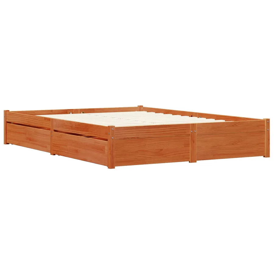 Cadre de lit Cire marron 140 x 200 cm Bois de Pin Massif - 3
