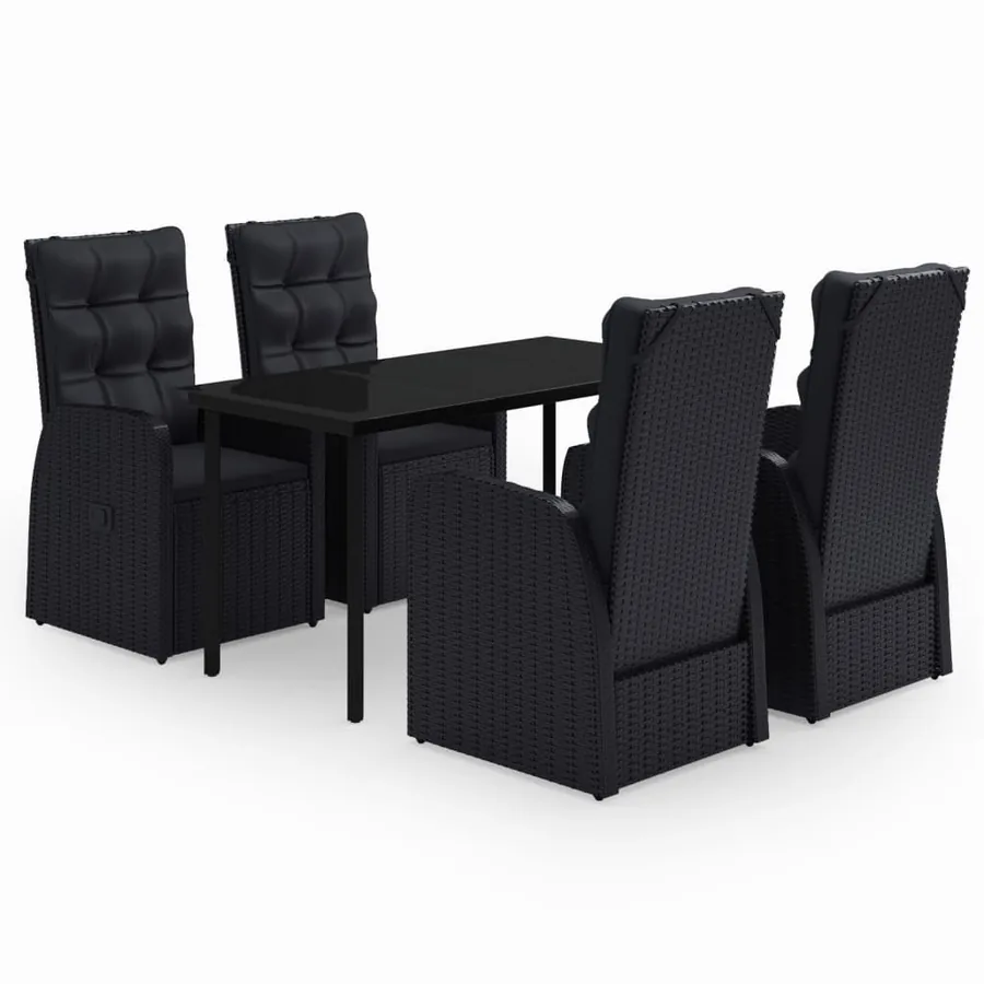Ensemble à manger de jardin avec coussins 5 pcs Noir - 2