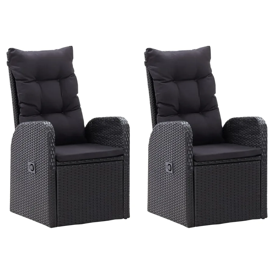 Ensemble à manger de jardin avec coussins 5 pcs Noir - 3