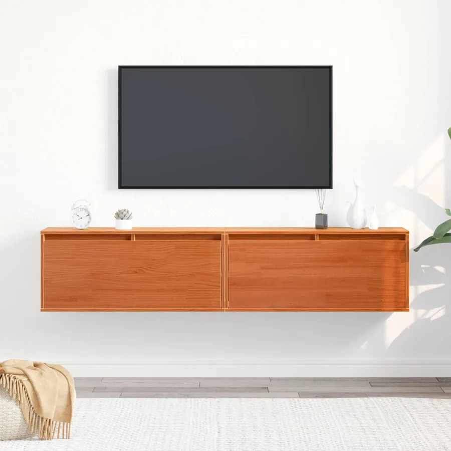Meuble mural avec étagère 2 pcs Cire marron 80 x 30 x 35 cm
