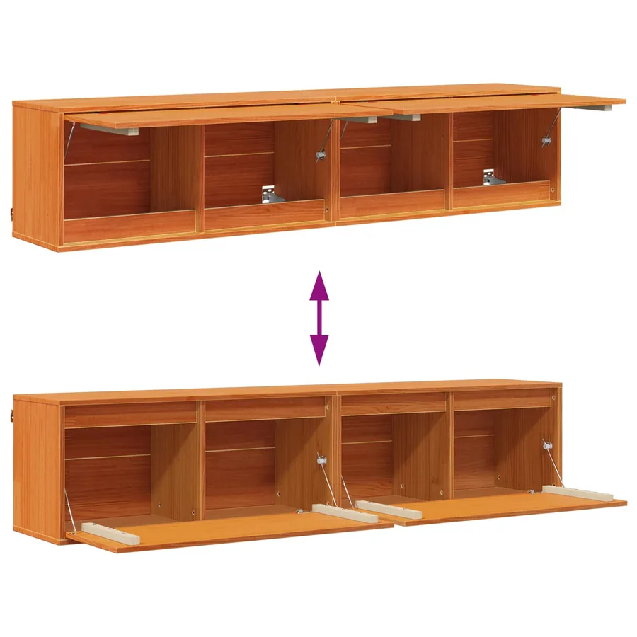 Meuble mural avec étagère 2 pcs Cire marron 80 x 30 x 35 cm - 8