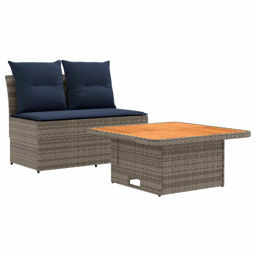 2 Pièce Canapé du milieu de jardin avec table relevable