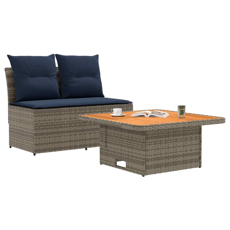 2 Pièce Canapé du milieu de jardin avec table relevable - 2