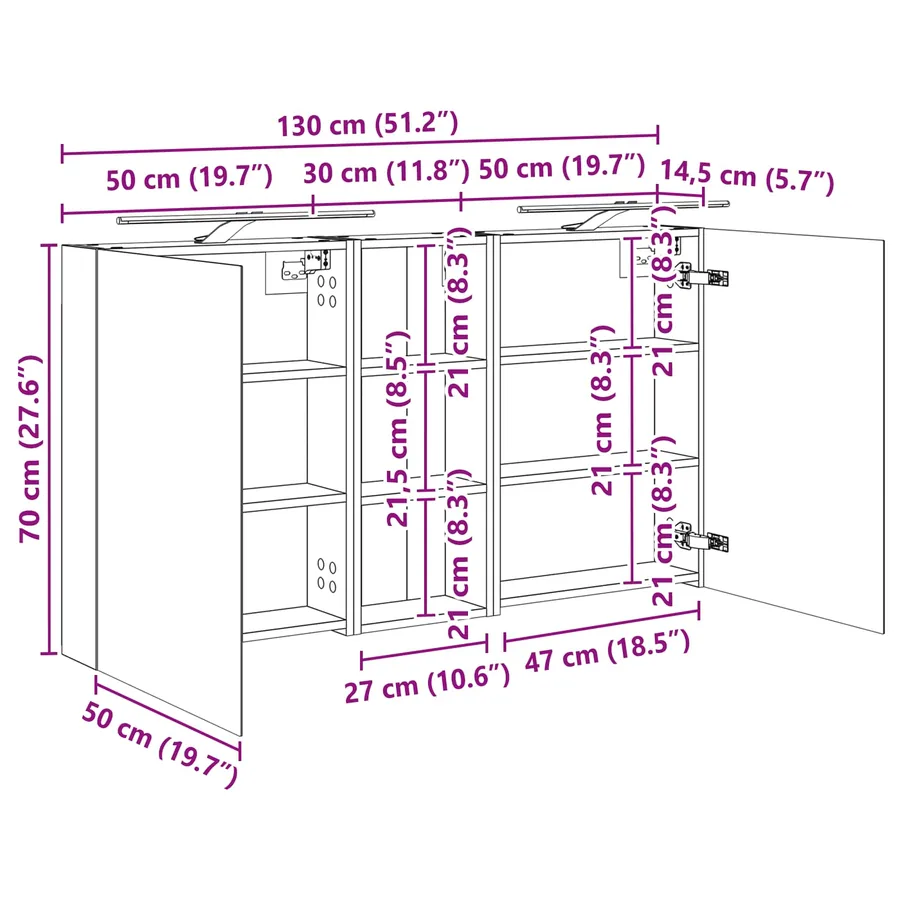 Ensemble de Meubles de Salle de Bain 3 pcs 130 x 14,5 x 70 cm - 13