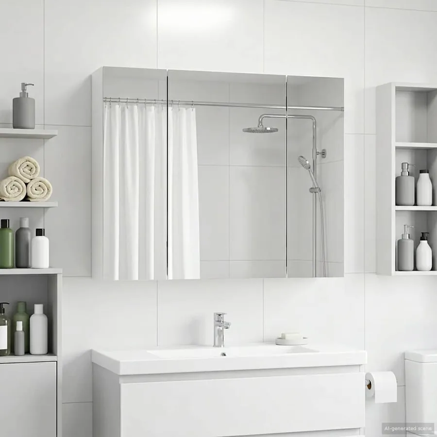 Armoire Miroir de Salle de Bain Blanc 60 x 14,5 x 50 cm