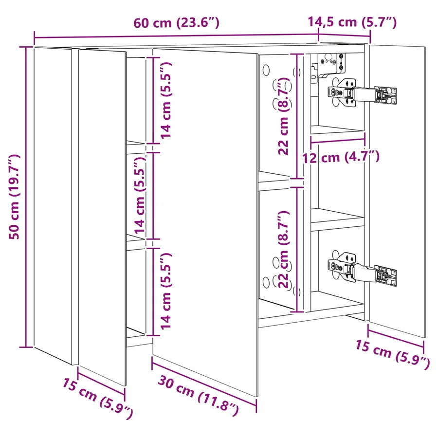 Armoire Miroir de Salle de Bain Blanc 60 x 14,5 x 50 cm - 11
