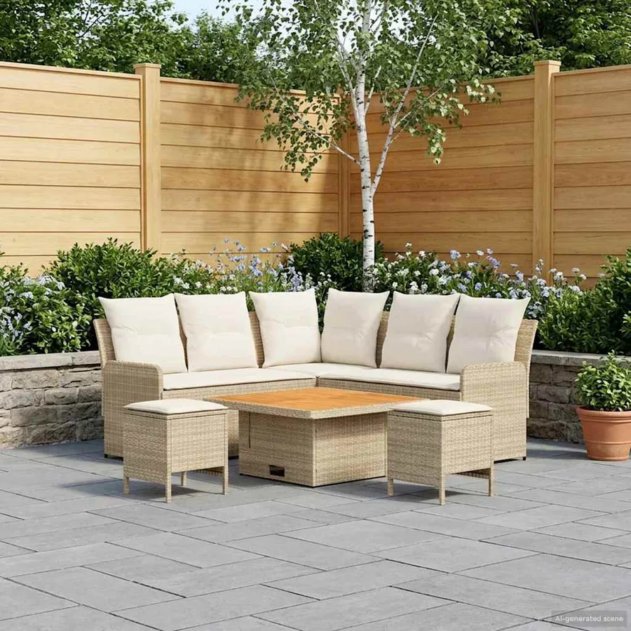Ensembles de meubles 6 pcs Beige et crème Rotin PE - 3