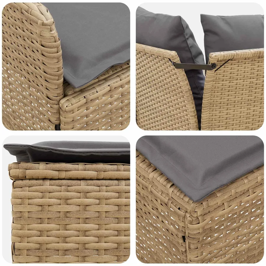 Ensembles de meubles 7 pcs Beige et Gris clair Rotin PE - 9