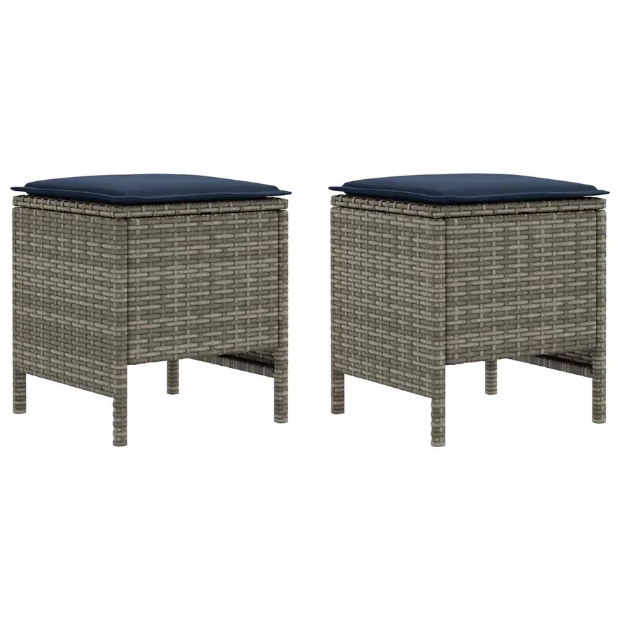 Pouf de Jardin 2 Pièce Gris et bleu marine 38 x 38 x 45 cm - 2