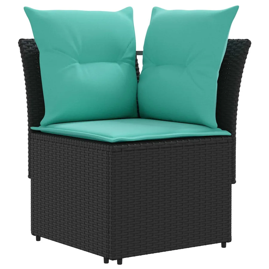 Ensembles de meubles 6 pcs Noir et turquoise Rotin PE - 4