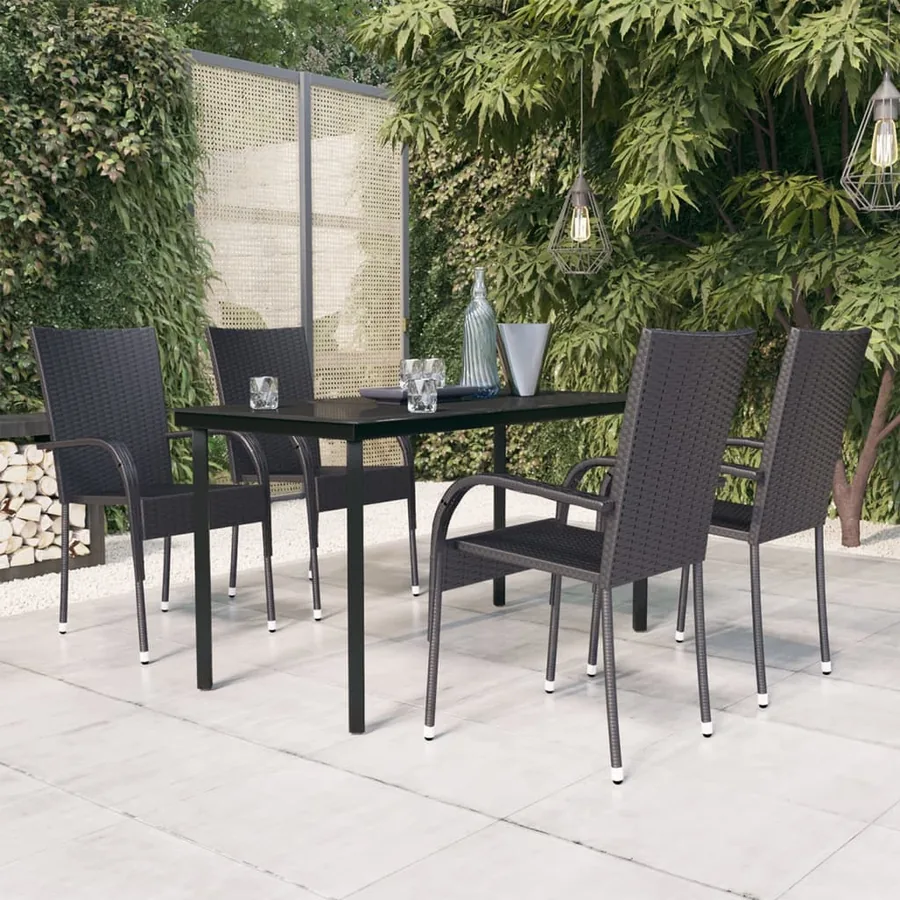 Ensemble à manger de jardin 5 pcs Noir
