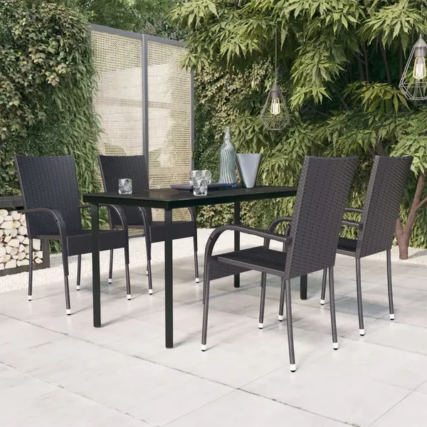 Ensemble à manger de jardin 5 pcs Noir