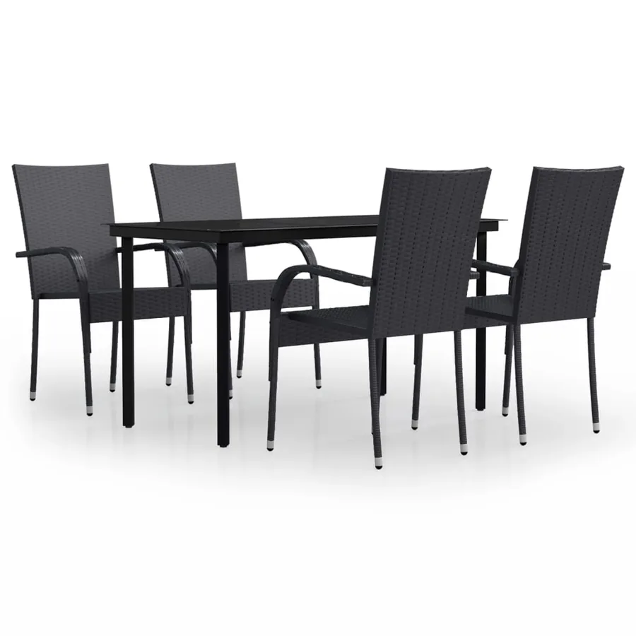 Ensemble à manger de jardin 5 pcs Noir - 2