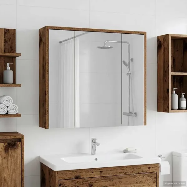 Armoire Miroir de Salle de Bain Bois ancien 63,5 x 16 x 62,5 cm