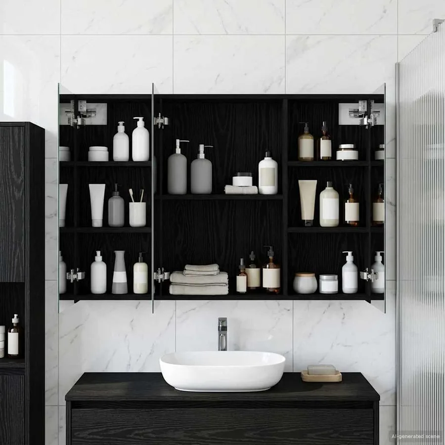 Armoire Miroir de Salle de Bain Chêne noir 100 x 14,5 x 70 cm - 4