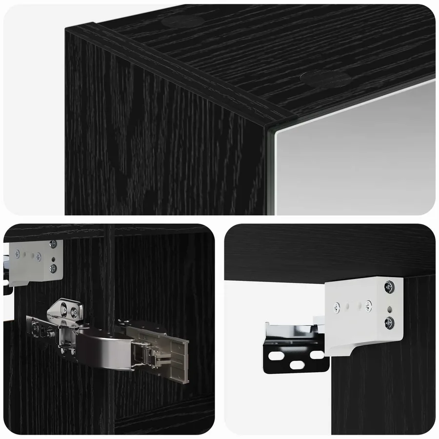 Armoire Miroir de Salle de Bain Chêne noir 100 x 14,5 x 70 cm - 9