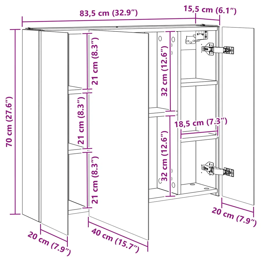 Armoire Miroir de Salle de Bain Chêne artisan - 13