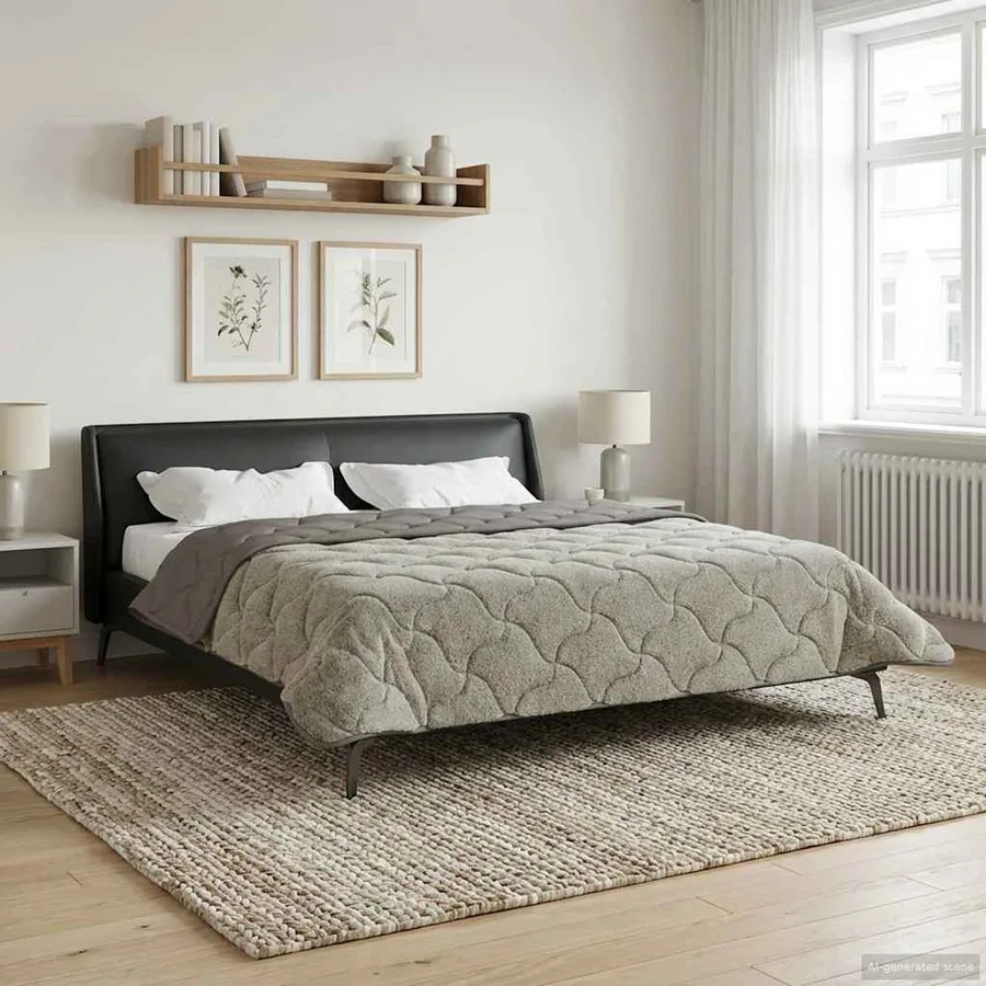 Duvet d'hiver Matelassé Gris clair 220 x 260 cm - 4