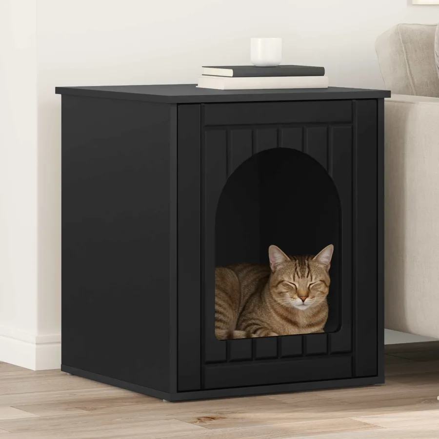 Maison pour chat Noir 53 x 52 x 62 cm Bois d'ingénierie