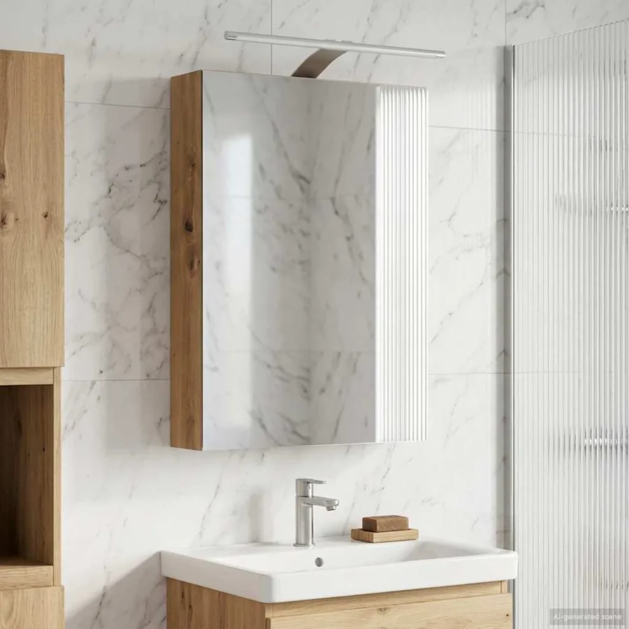 Armoire Miroir de Salle de Bain Chêne artisan