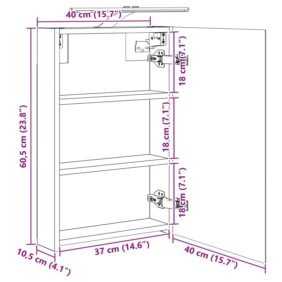 Armoire Miroir de Salle de Bain Blanc 40 x 10,5 x 60,5 cm - 14