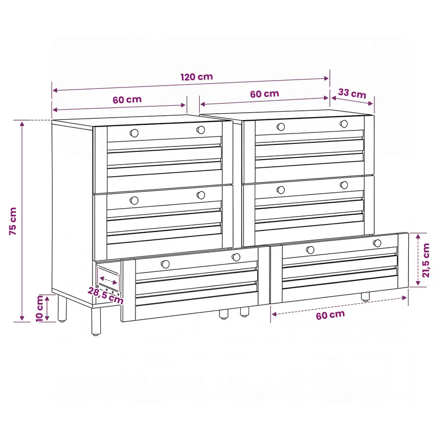 Armoires de rangement 2 pc 120 x 33 x 75 cm Multicolore - 8