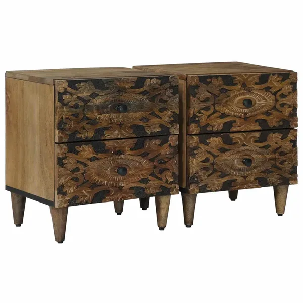 Cabinet de chevet avec tiroir 2 pcs Marron 40 x 33,5 x 46 cm