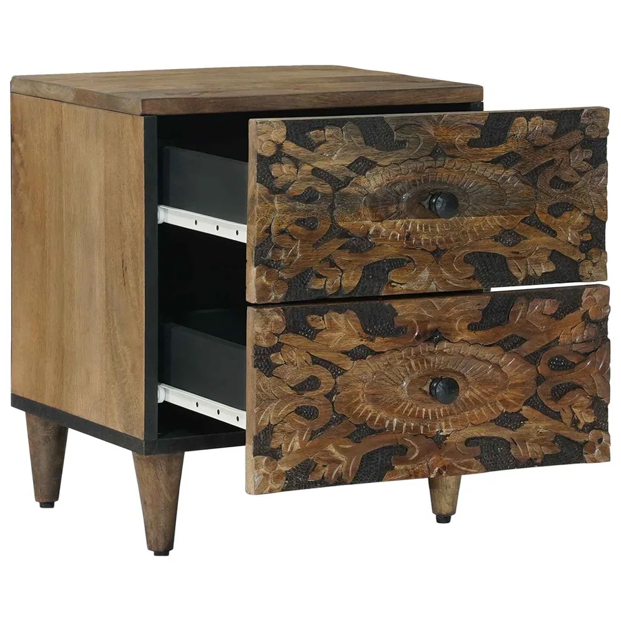 Cabinet de chevet avec tiroir 2 pcs Marron 40 x 33,5 x 46 cm - 3