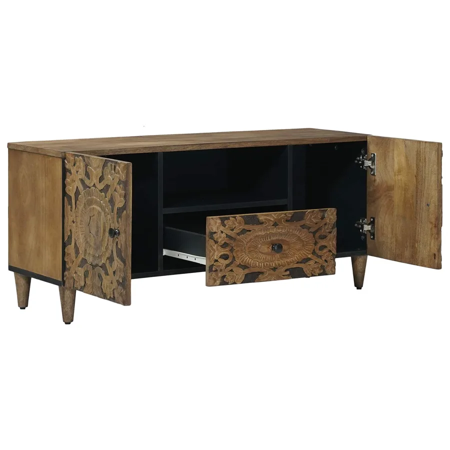Meuble TV Marron 105 x 33,5 x 46 cm Bois de mangue massif - 2