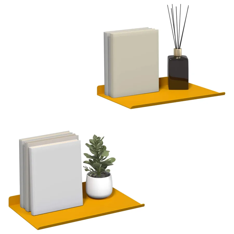 Étagère flottante 2 pcs Jaune moutarde 30 x 18 x 2,5 cm Acier - 3