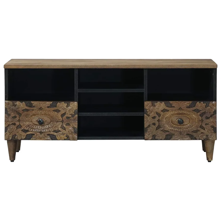 Meuble TV Marron 100 x 33,5 x 46 cm Bois de mangue massif - 3