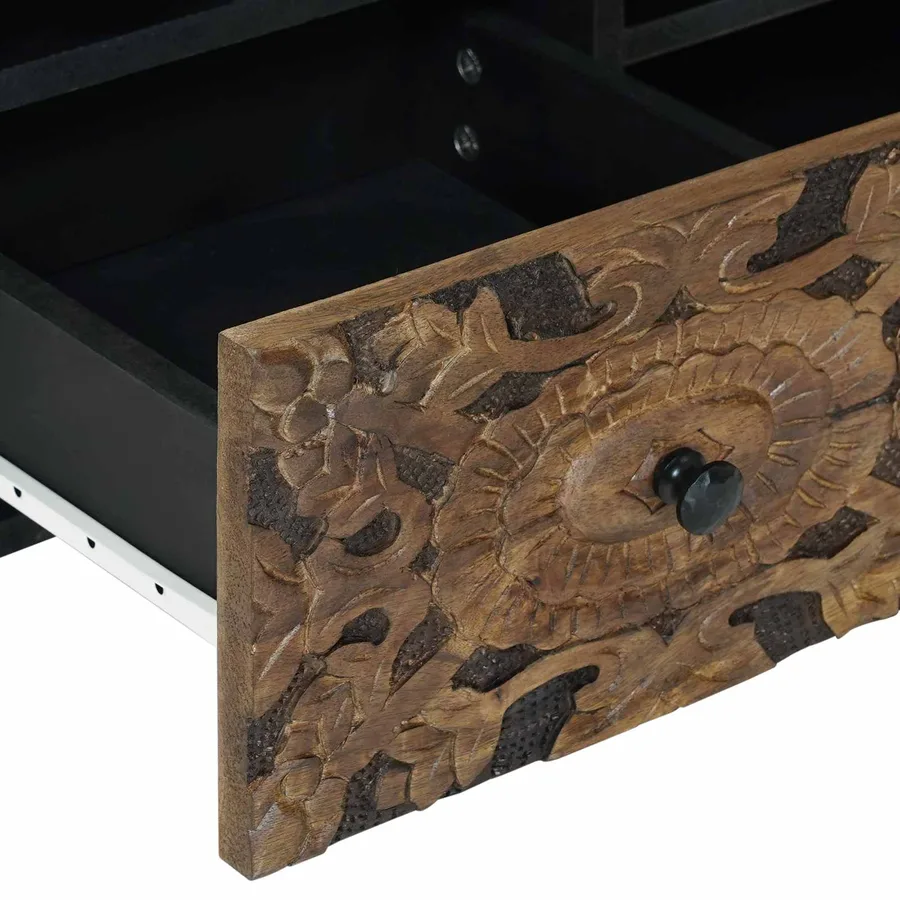 Meuble TV Marron 100 x 33,5 x 46 cm Bois de mangue massif - 7